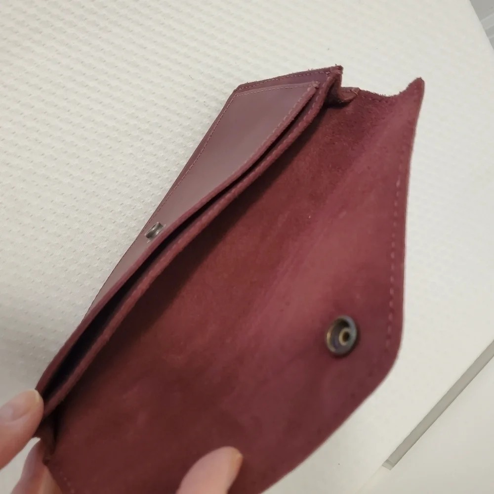 Hide and Drink Maroon Leather Large Snap Close Wallet, Unisex
